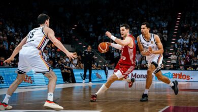 Mario Hezonja u prodoru protiv Njemačke u Bonnu tijekom kvalifikacijske utakmice za Svjetsko prvenstvo.