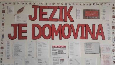 Pano „Jezik je domovina“ koji su izradili učenici OŠ fra Didaka Buntića povodom Dana hrvatskog jezika