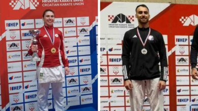 Jelena Pehar sa zlatnom medaljom i Ivan Pehar sa srebrnom medaljom na Prvenstvu Hrvatske u karateu.