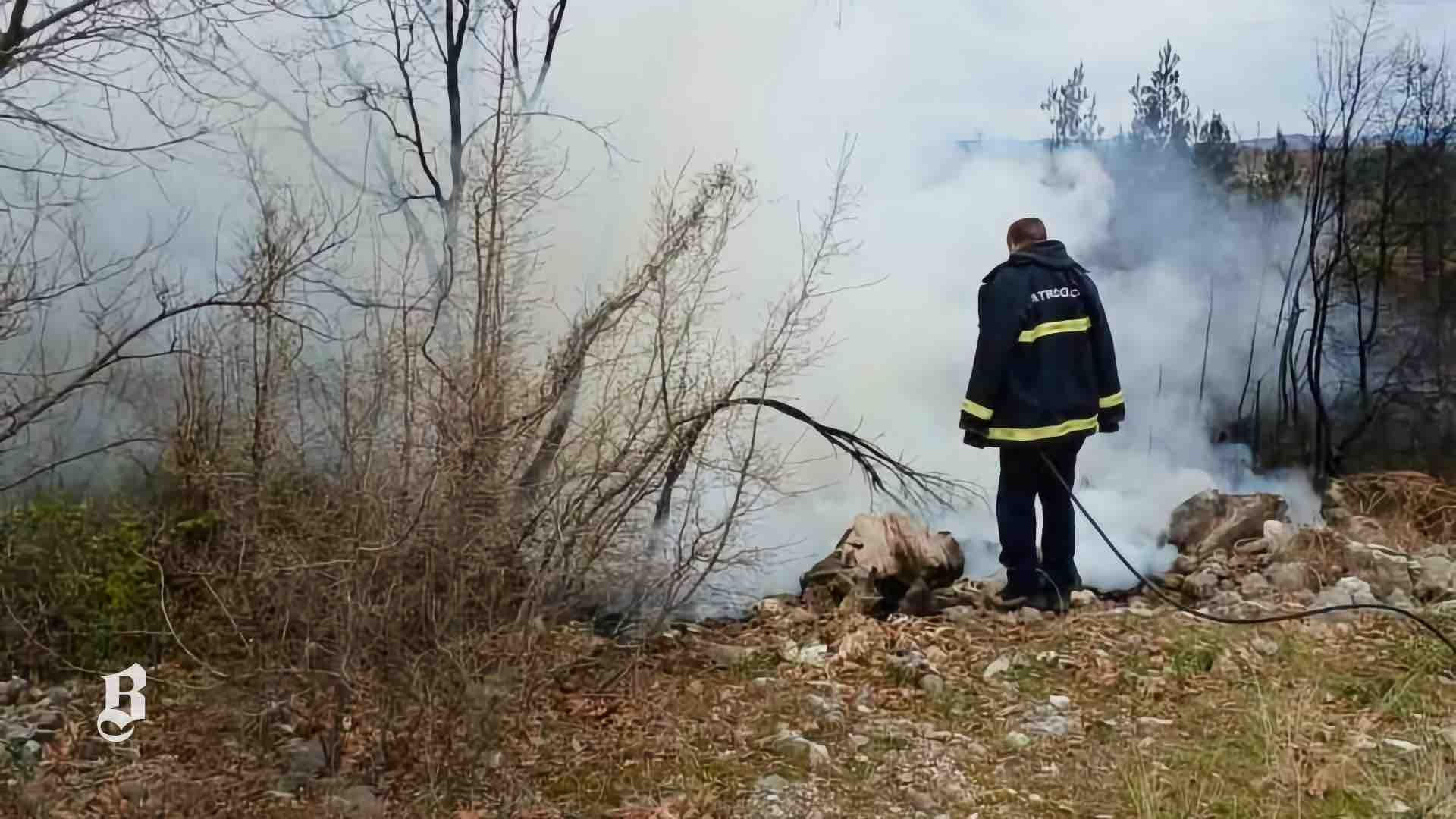 Vatrogasci PVP Čitluk gase požar smeća i niskog raslinja u Čerinu dok vjetar nosi vatru prema šumi