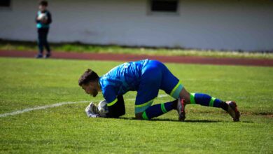 Borna Iličić, vratar NK Ljubuški, brani na utakmici Druge lige FBiH Jug