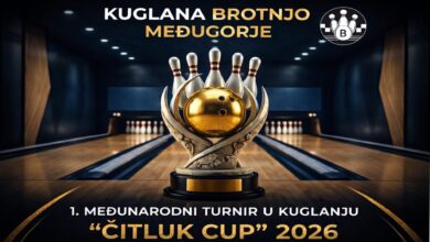 Plakat za međunarodni kuglački turnir Čitluk Cup 2026 u Kuglani Brotnjo Međugorje s informacijama o nagradama i terminima