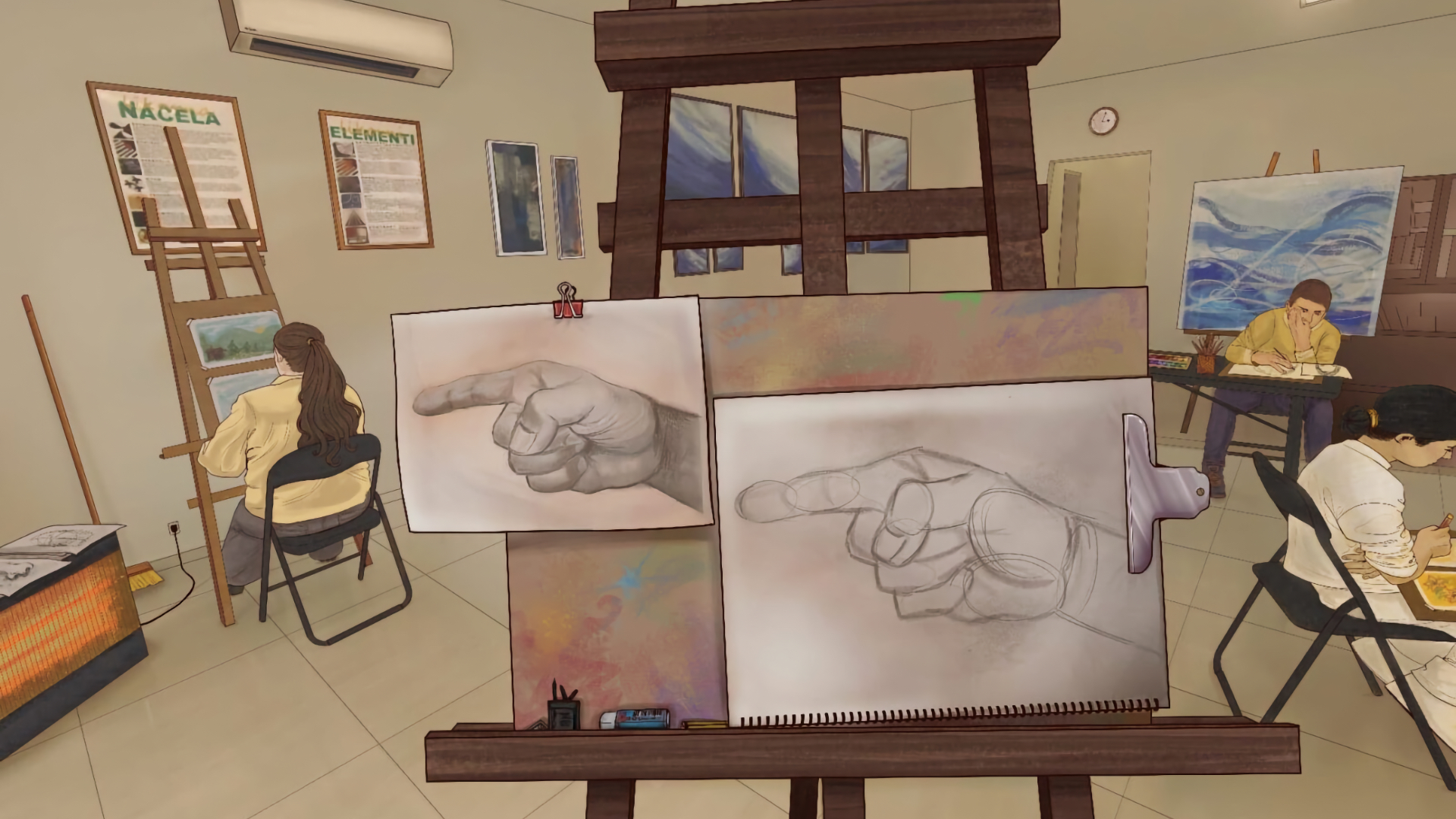 Učenica Dominika Stojić izrađuje digitalni umjetnički rad na XP-Pen Artist 12 tabletu za likovno natjecanje „Prostor i identitet“.