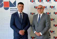 Dekan Pravnog fakulteta Sveučilišta u Mostaru Zlatko Brkić i ministar unutarnjih poslova HNŽ-a Mario Marić na radnom sastanku o jačanju suradnje.