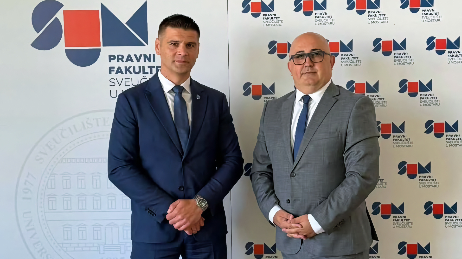 Dekan Pravnog fakulteta Sveučilišta u Mostaru Zlatko Brkić i ministar unutarnjih poslova HNŽ-a Mario Marić na radnom sastanku o jačanju suradnje.