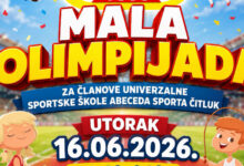 Djeca na Maloj olimpijadi Abecede sporta Čitluk sudjeluju u sportskim igrama i poligonima na vanjskom platou Park & Shop centra Međugorje.