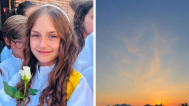 Fotografija neba iznad Gornjih Radišića kod Ljubuškog na kojoj je obitelj Mije Hrstić u oblacima prepoznala lik Isusa raširenih ruku.
