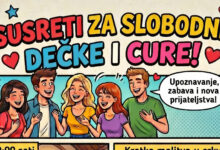 Plakat za Susrete za slobodne dečke i cure koji će se održati 7. lipnja 2026. u crkvi Krista Kralja u Čitluku.