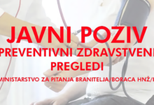 Javni poziv za preventivne zdravstvene preglede branitelja u Hercegovačko-neretvanskoj županiji