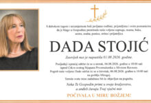Osmrtnica Dade Stojić, supruge Brune Stojića, s terminima posljednjeg ispraćaja i pogreba