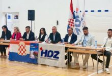 Predizborni skup HDZ-a BiH Čitluk za župu Međugorje u sportskoj dvorani Osnovne škole u Bijakovićima