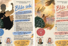 Najavni plakat za psihoterapijske grupe „Bliže sebi” u Čitluku s rokom prijave 6. studenoga 2026.